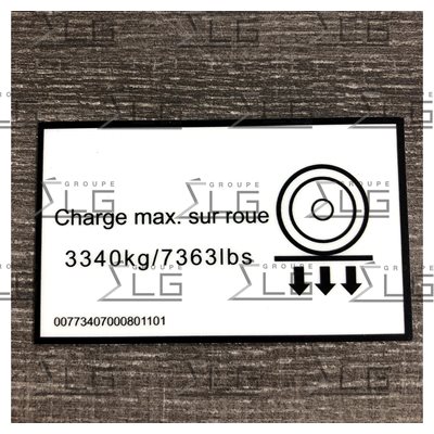 CHARGE MAX. SUR ROUE 3593KG / 7921LBS